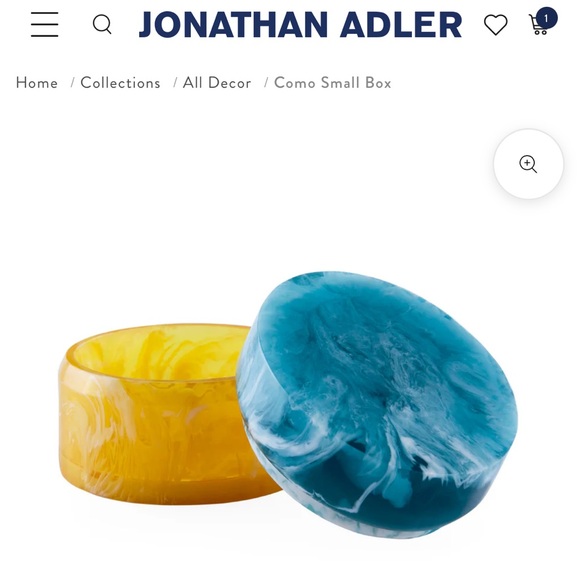 NIB Jonathan Adler Vibrant Blue and Yellow acrylic beautiful Swirl Box - Picture 2 of 3